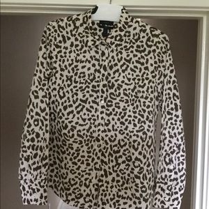 Blouse Animal Print ivory w/brown  “Perfect Shirt”